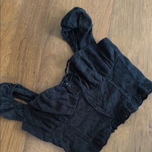 Black Eyelet Crop Top